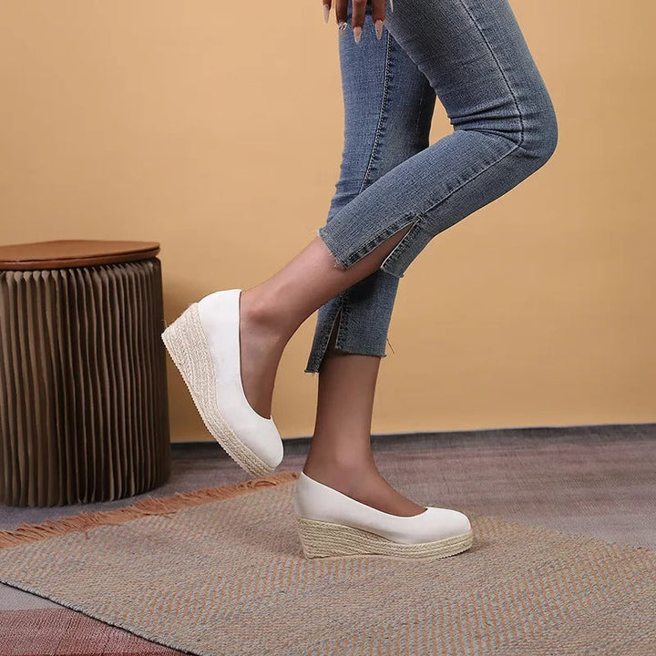 Chaussures compensées pour femme avec semelle tressée style espadrille - Élodie