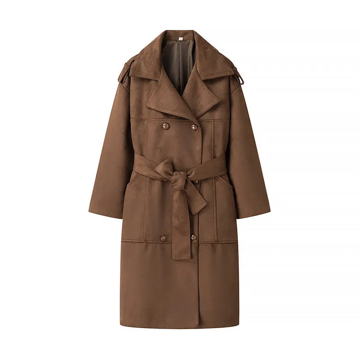 Trench-coat double boutonnage à revers en velours - Alana