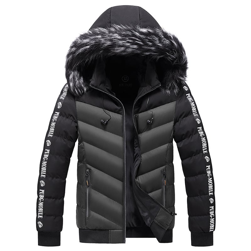 Veste matelassée pour homme avec capuche en fourrure synthétique - Elian