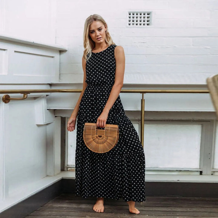 Robe longue et fluide à pois pour femmes - Naomi