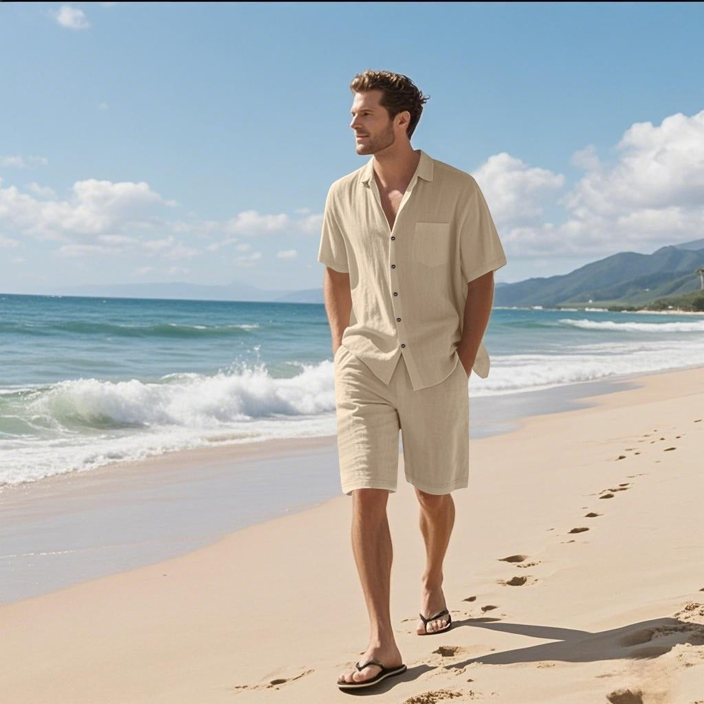 Ensemble d'été pour homme en lin respirant style décontracté - Mateo