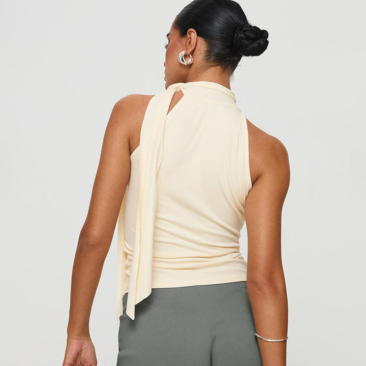 Top sans manches à dos nu avec nœud asymétrique pour femme - Natalia