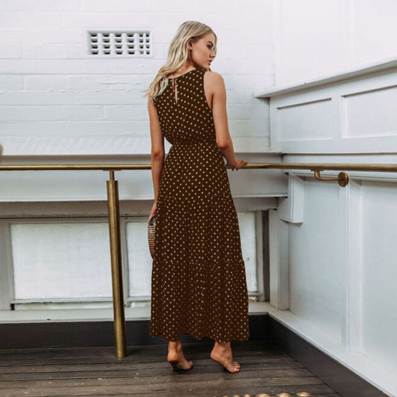 Robe longue et fluide à pois pour femmes - Naomi
