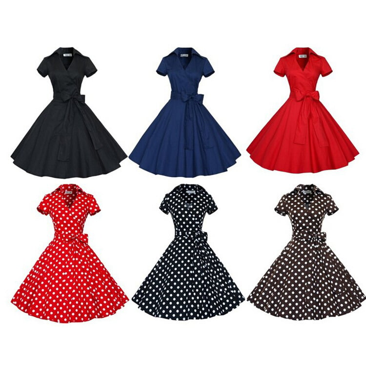 ANNI - Robe polka élégante et vintage pour le printemps/été