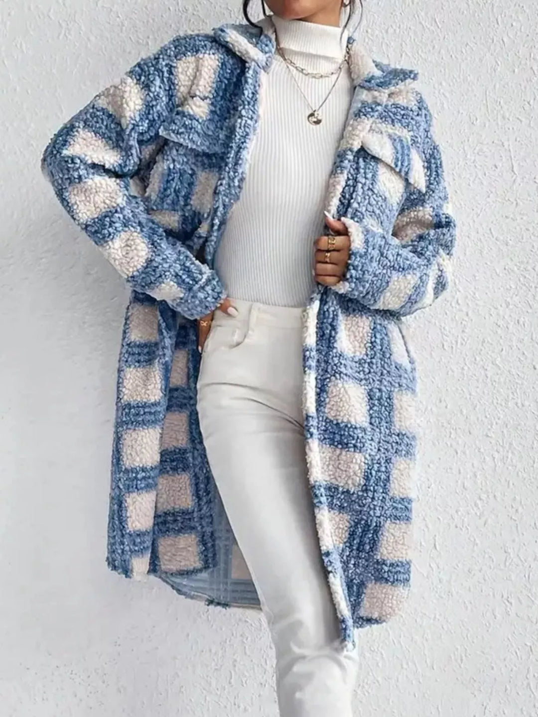 Manteau long à motifs en boucle pour femme - Sereane