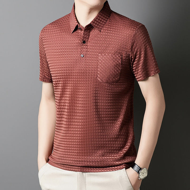Polo géométrique tissé pour hommes avec poche avant - Marcelo
