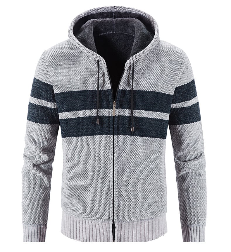 Veste tricotée pour hommes avec capuche et doublure thermique - Tobias