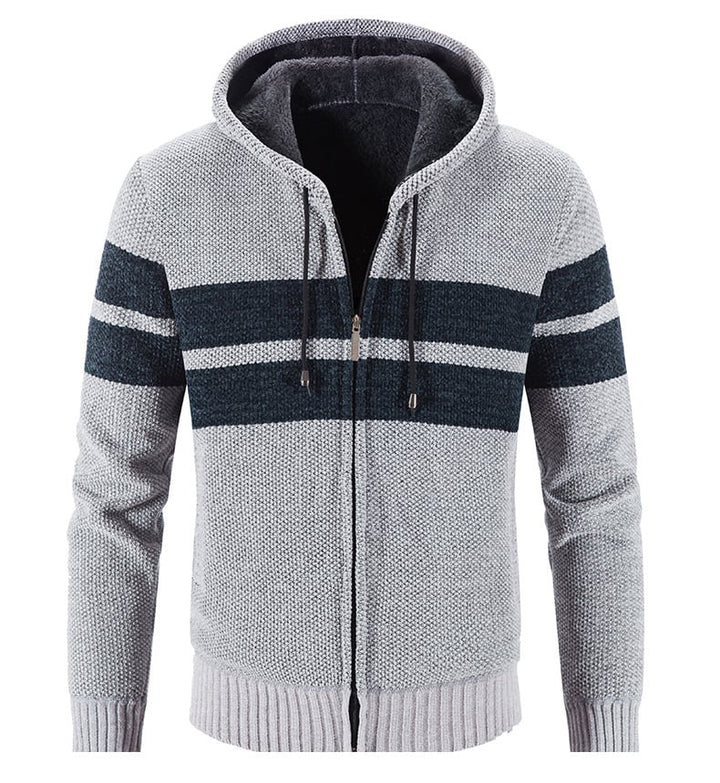 Veste tricotée pour hommes avec capuche et doublure thermique - Tobias