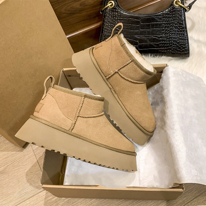 Bottines d'hiver pour femmes en daim avec semelle épaisse - Helena