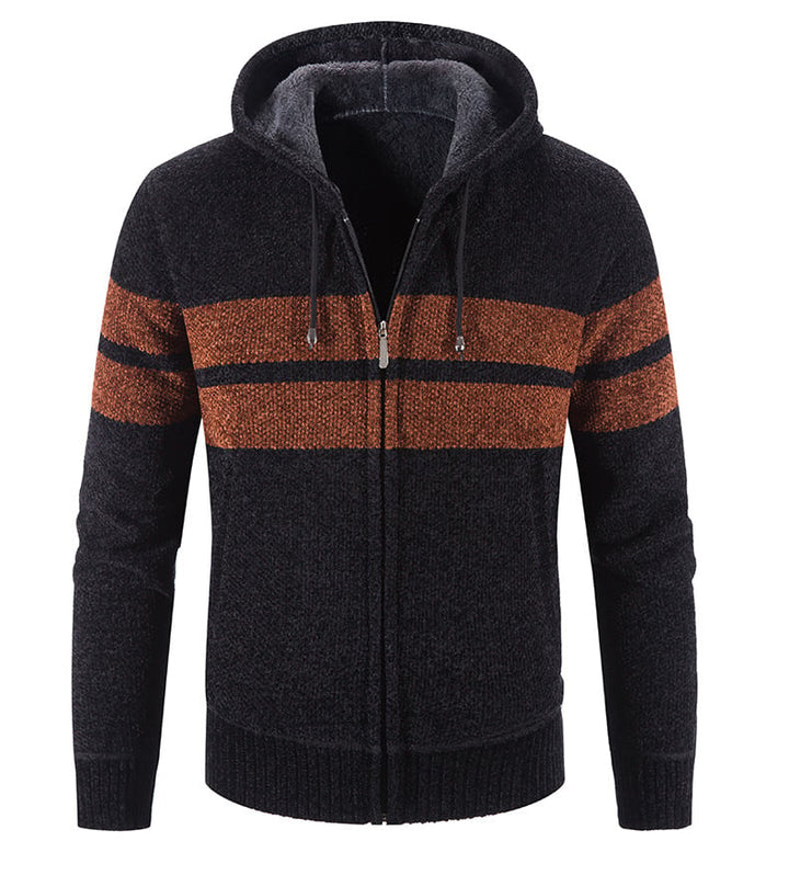 Veste tricotée pour hommes avec capuche et doublure thermique - Tobias