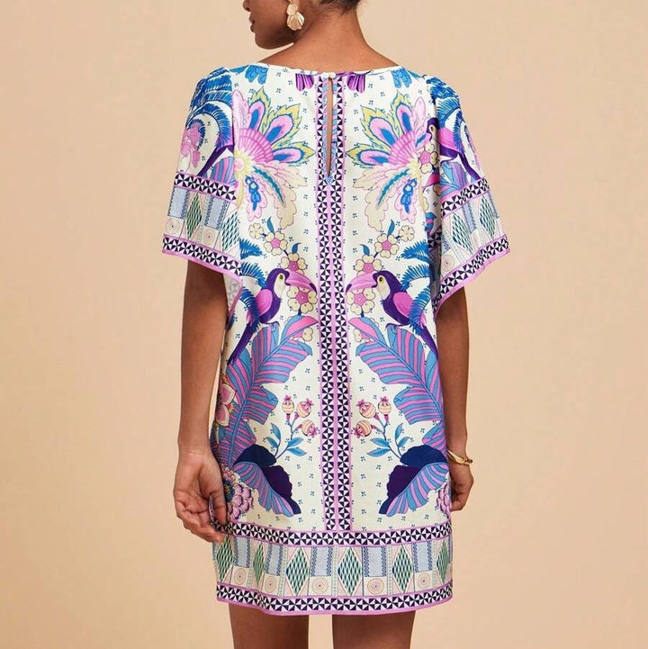 Robe courte à imprimé floral de style ethnique pour femmes - Nayeli