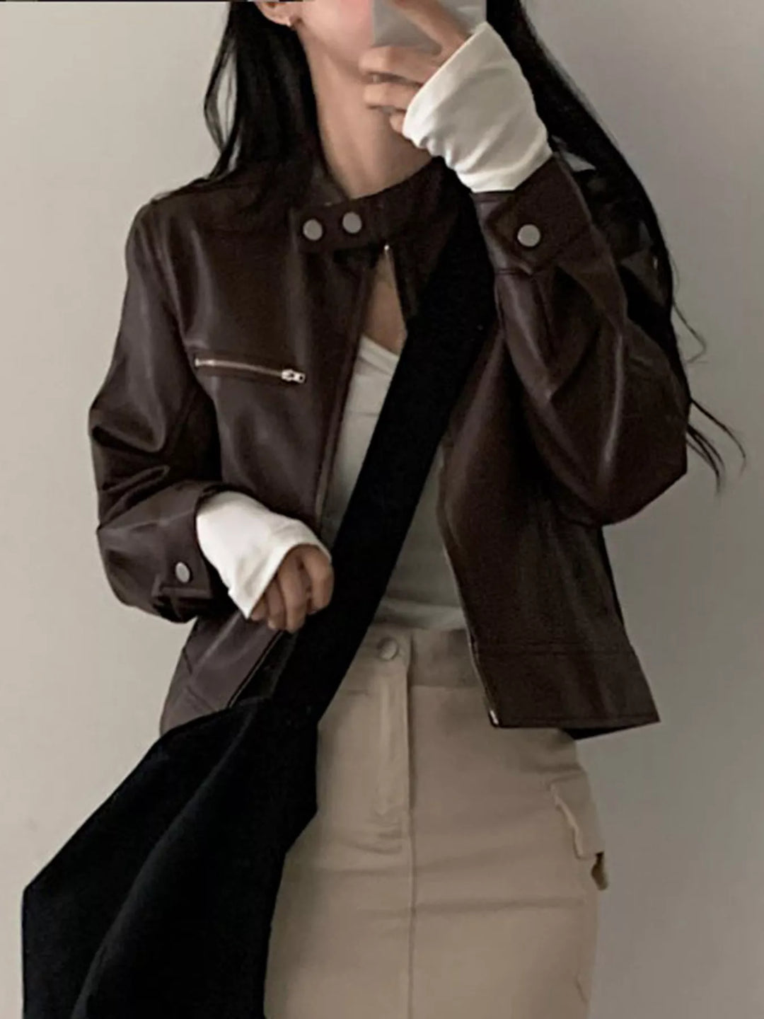 Veste courte en cuir pour femme - Liorane