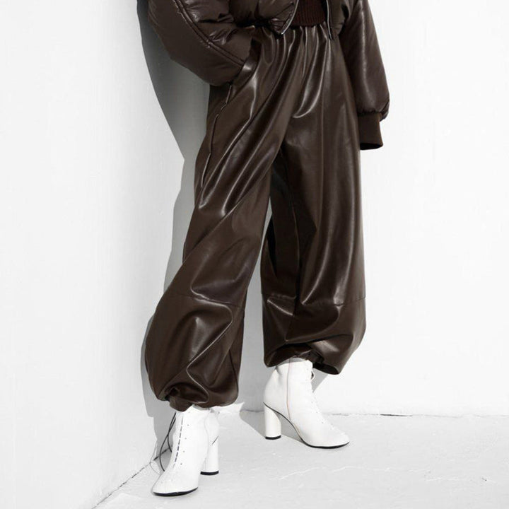 Pantalon effet cuir pour femme avec ourlet à lacets - Eirenne