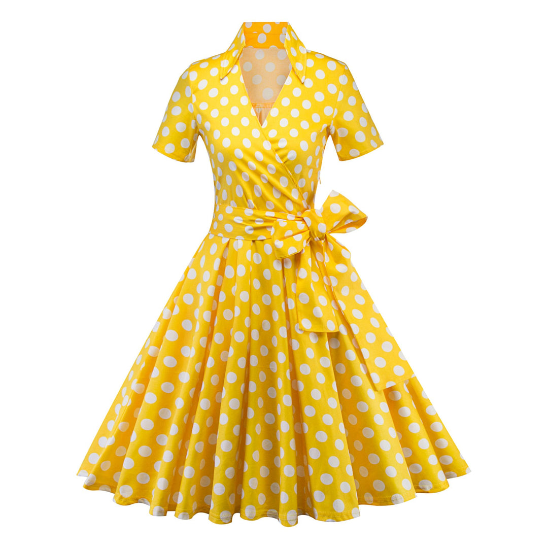 ANNI - Robe polka élégante et vintage pour le printemps/été