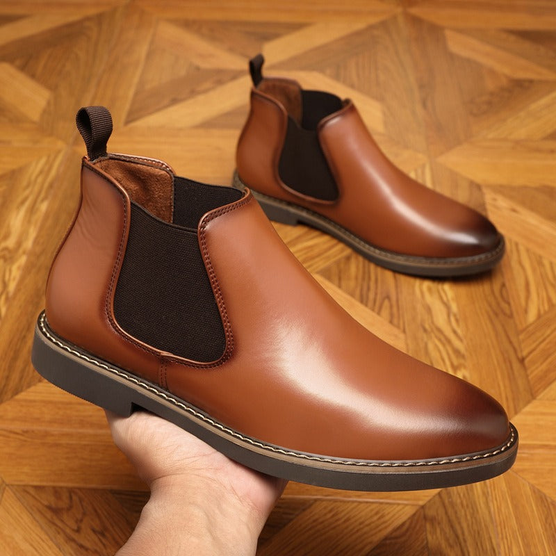 Bottines style chelsea en cuir synthétique extensible pour hommes - Mateo