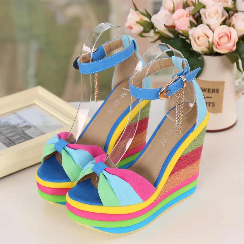 Sandales compensées pour femmes avec plateforme multicolore de style estival - Mariana