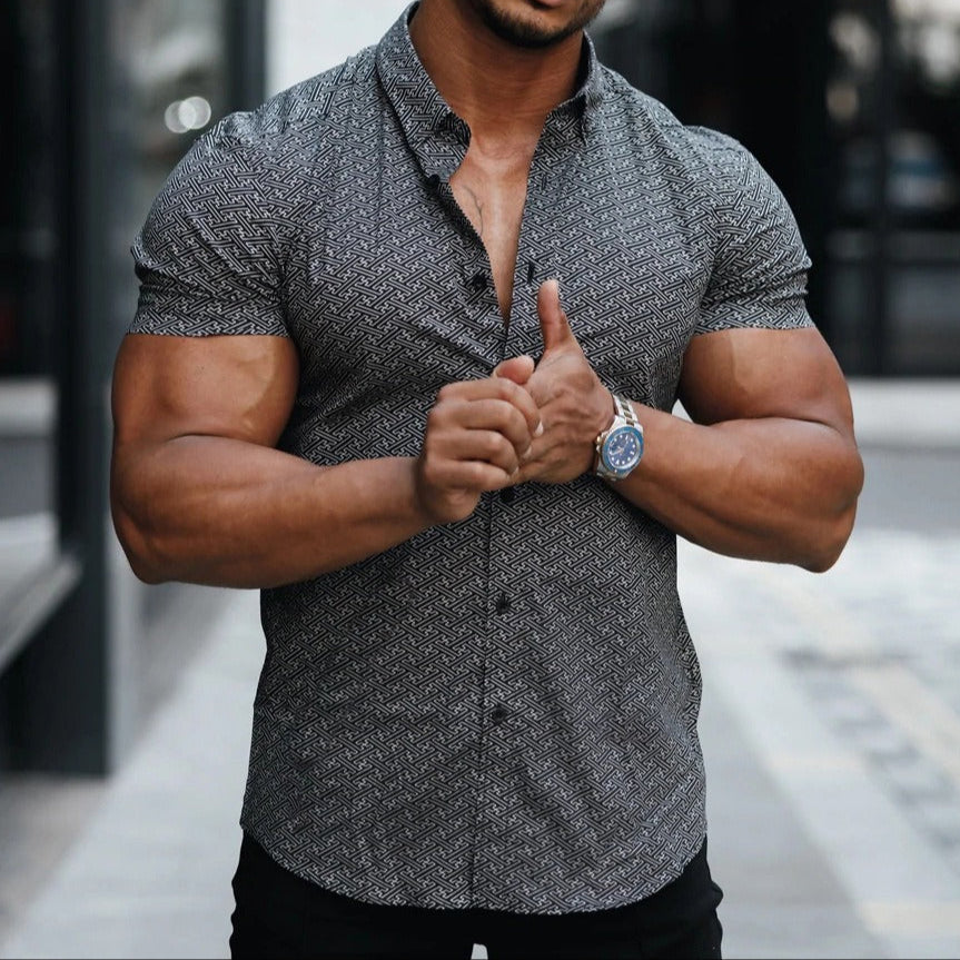 Chemise cintrée à imprimé géométrique pour hommes - Adrián