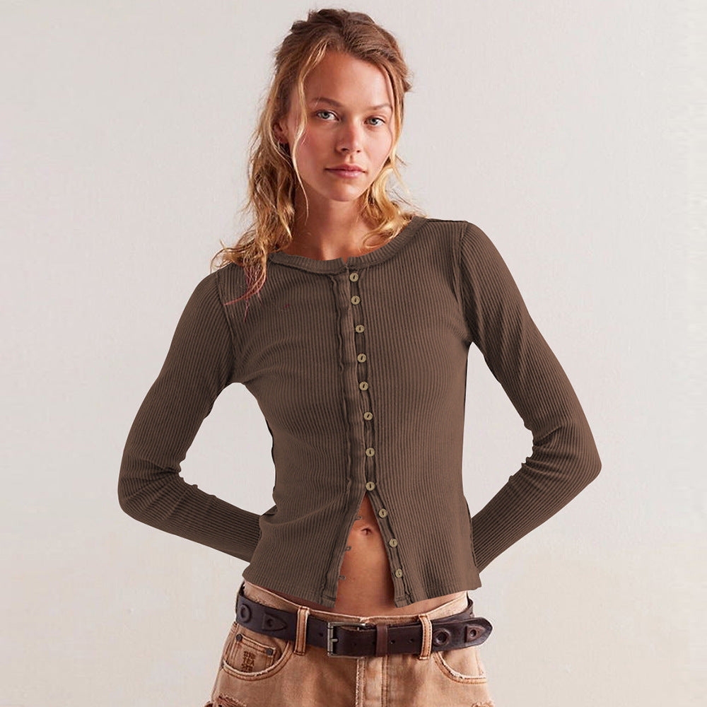 Cardigan effet côtelé avec boutons pour femme - Seliane