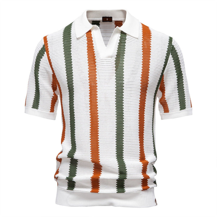 Polo en maille côtelée à rayures verticales pour hommes - Álvaro