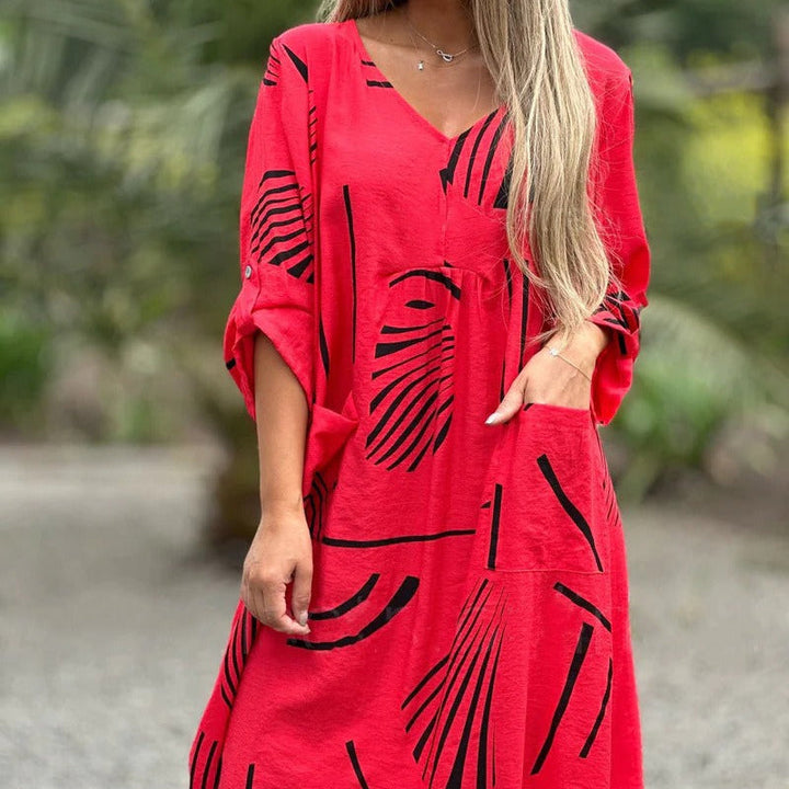 Robe décontractée ample à imprimé géométrique pour femmes - Helena