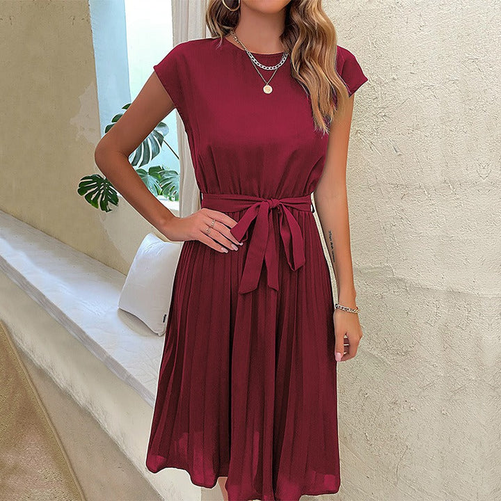 Robe midi plissée pour femme avec ceinture élégante - Julieta