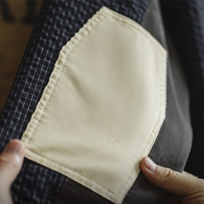 Chemise homme à manches longues en coton avec patchs aux coudes style rétro - Simón