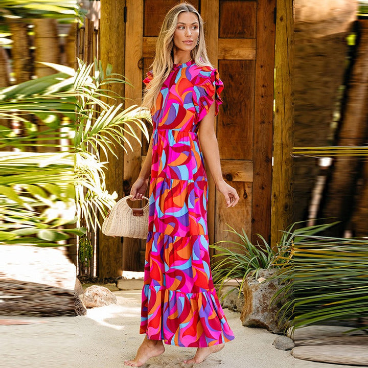 Robe longue et fluide à volants pour femmes - Adriana