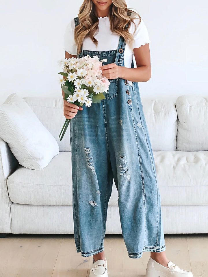 Coupe décontractée, combinaison en jean look used - Jenna