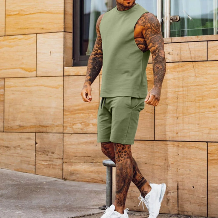 Tenue de sport sans manches vert olive pour homme - Axel