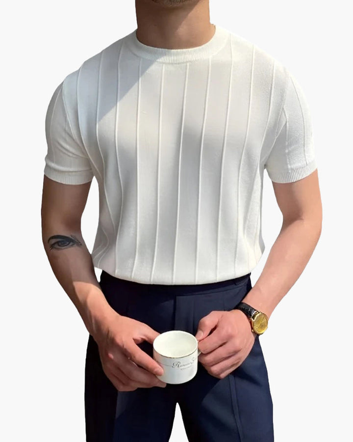 T-shirt côtelé pour hommes - Décontracté et respirant