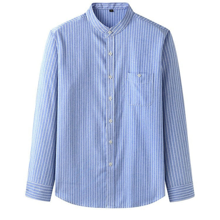 Chemise homme à rayures verticales et col mao, style décontracté - Iker