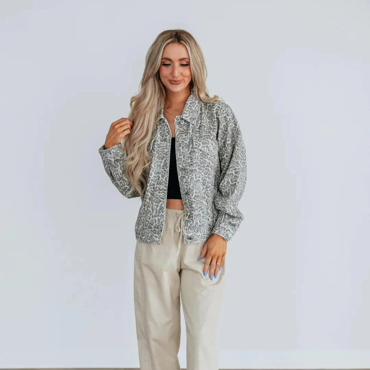 Veste en jean à imprimé animalier pour femme - Livaine