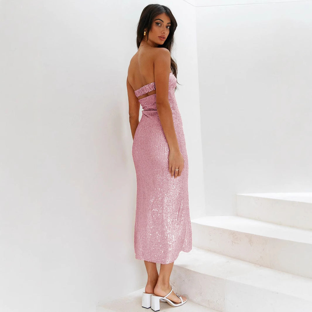 Robe bustier à effet pailleté pour femme - Rylena