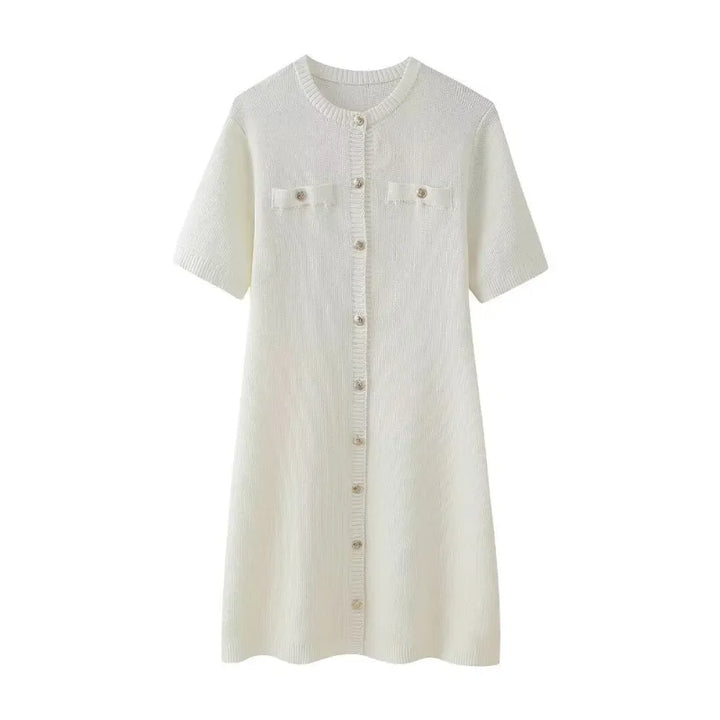 Carmenza - Robe élégante en maille fine avec boutons dorés