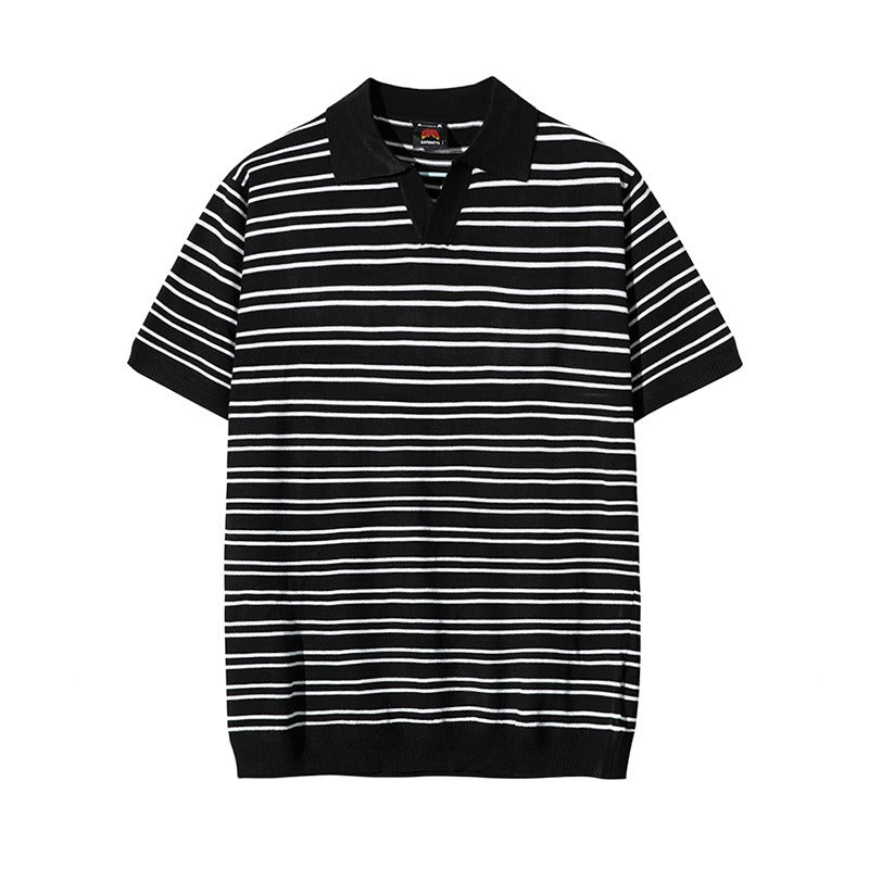 Polo décontracté en coton rayé pour hommes - Mateo