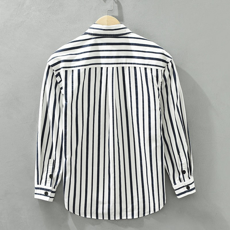 Chemise en coton rayé de style décontracté pour hommes - Damien