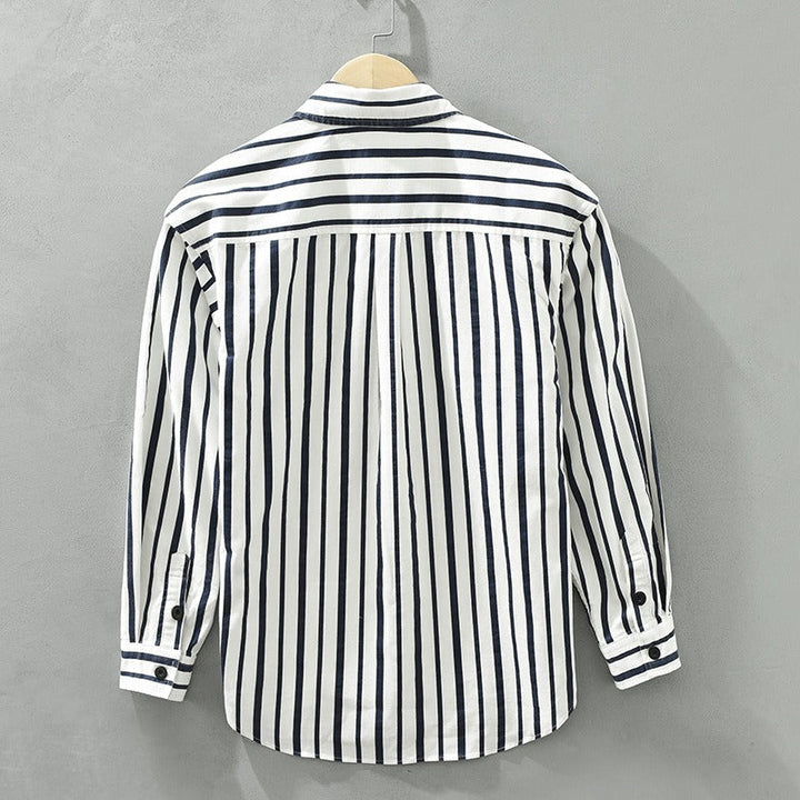 Chemise en coton rayé de style décontracté pour hommes - Damien