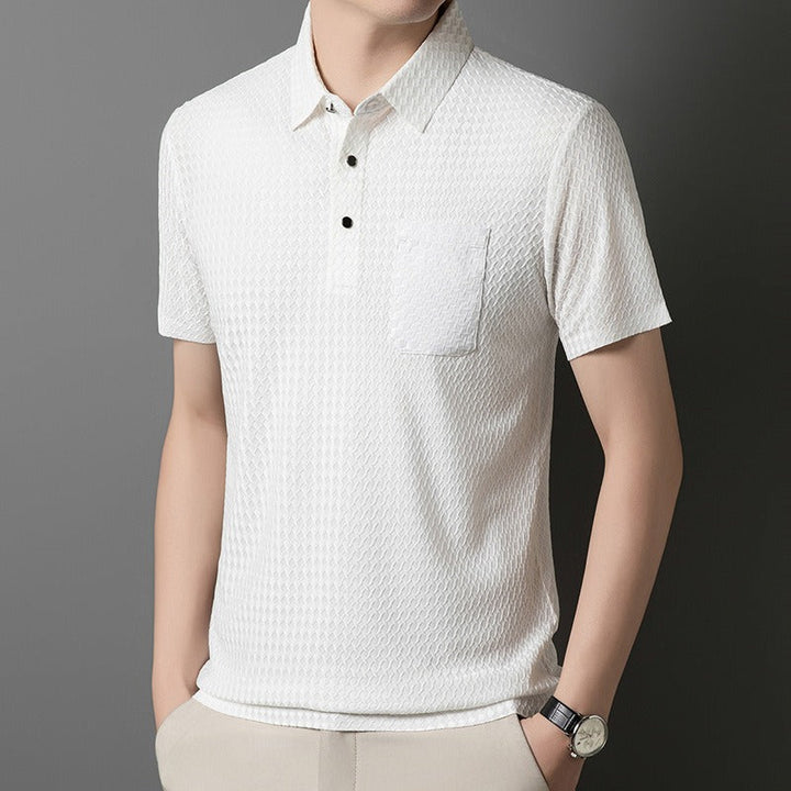 Polo géométrique tissé pour hommes avec poche avant - Marcelo