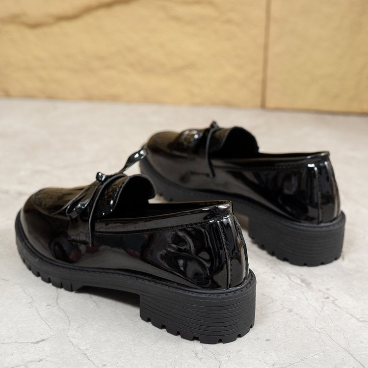 Mocassins pour femmes en cuir verni brillant avec nœud décoratif - Valeria