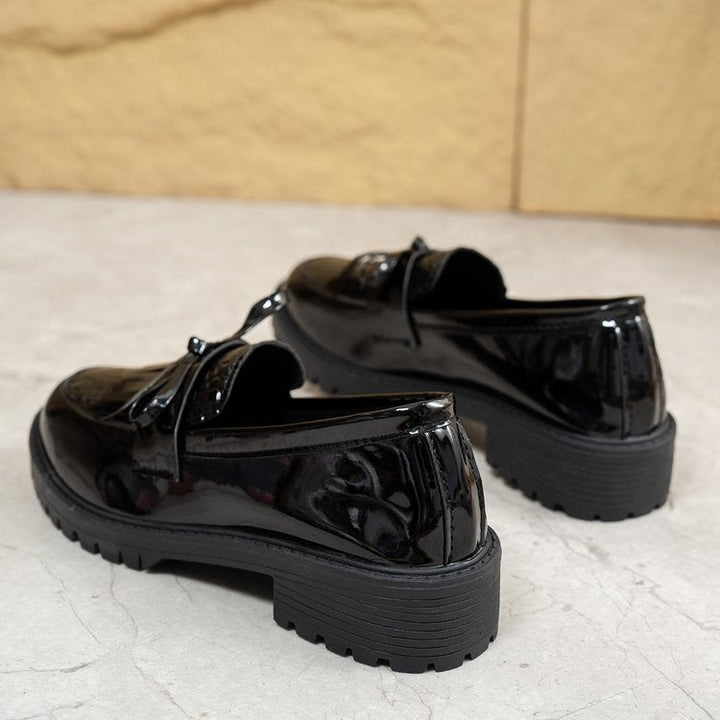 Mocassins pour femmes en cuir verni brillant avec nœud décoratif - Valeria