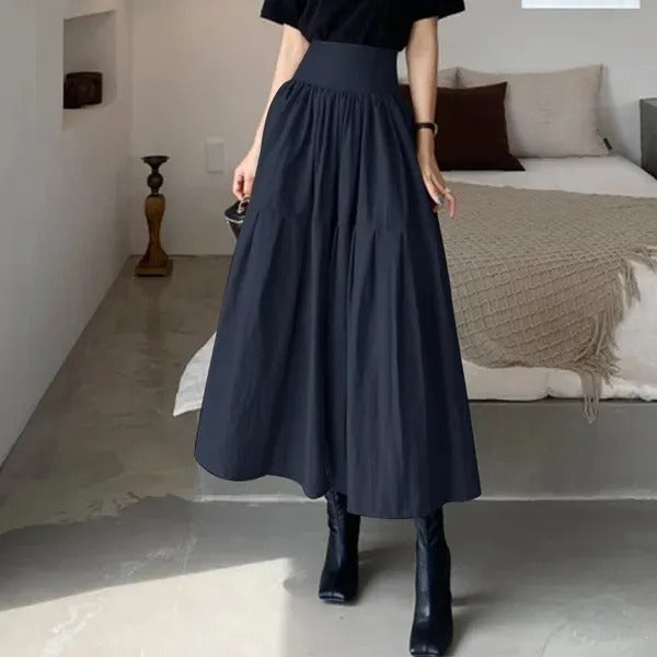 Jupe longue de femme à taille élastiquée et plissée - Mireya