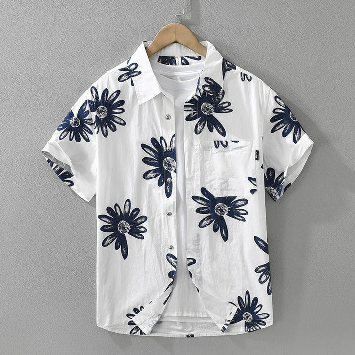 Chemise décontractée en coton imprimé floral à manches courtes pour hommes - Rodrigo