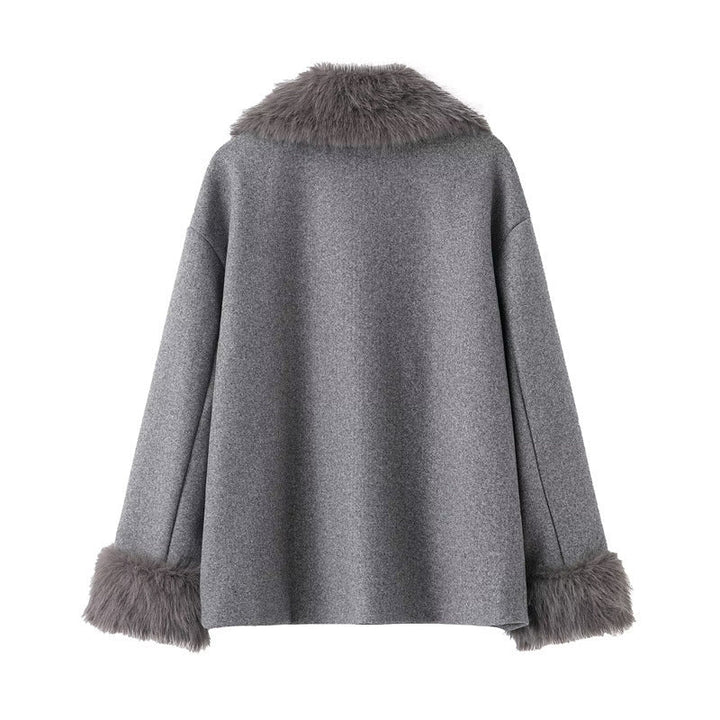 Manteau cape à col roulé en laine pour femme - Potter