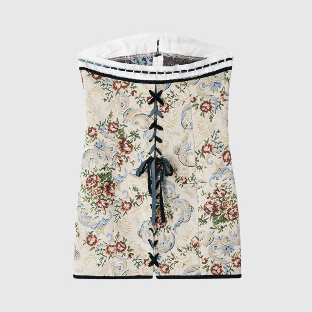 Savannah - Mini robe sans bretelles avec motif de tapisserie vintage