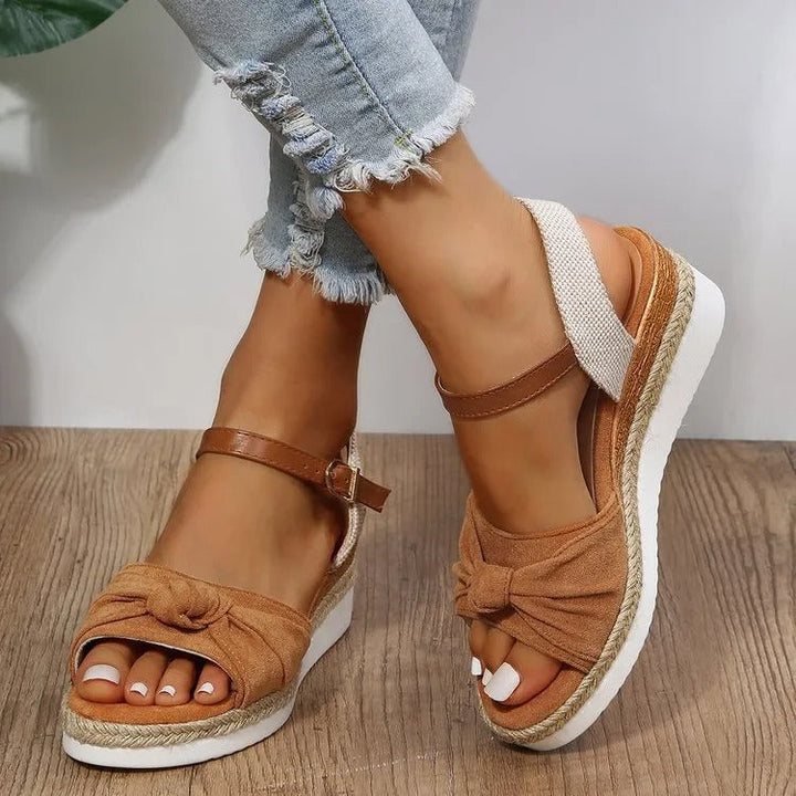 Sandales en toile pour femmes avec nœud de style plateforme décontracté - Beatriz