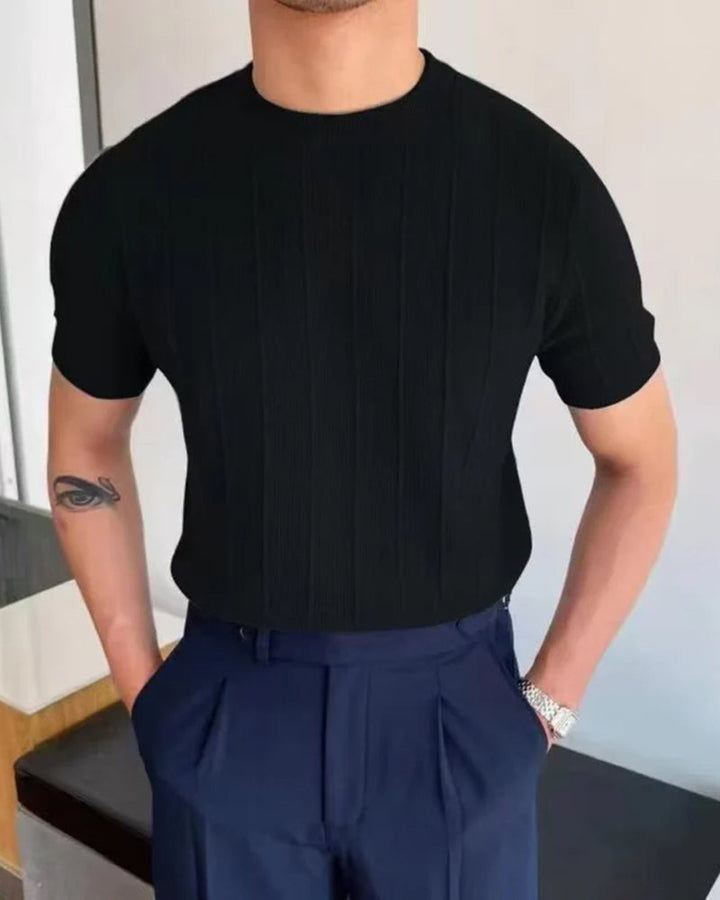 T-shirt côtelé pour hommes - Décontracté et respirant
