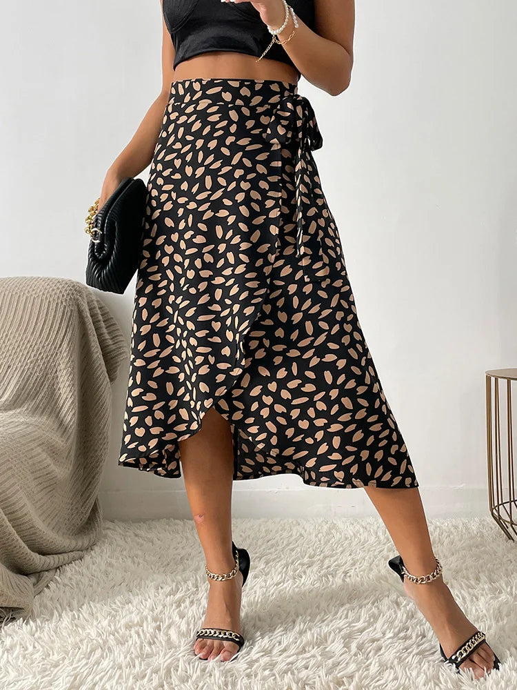 Jupe portefeuille femme style boho imprimé asymétrique été - Isadora