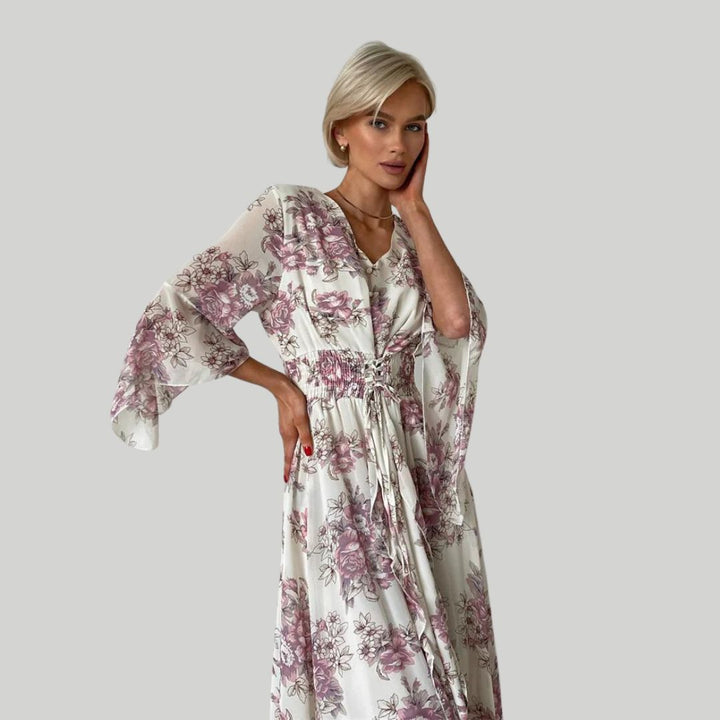 Norian - Robe midi florale avec décolleté en V