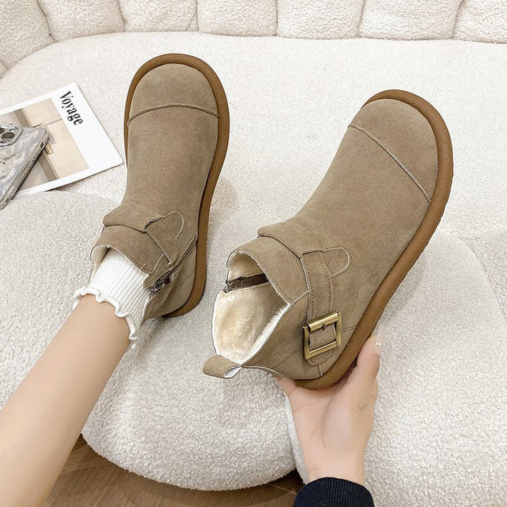 Bottines d'hiver pour femmes en daim avec boucle latérale - Estelle