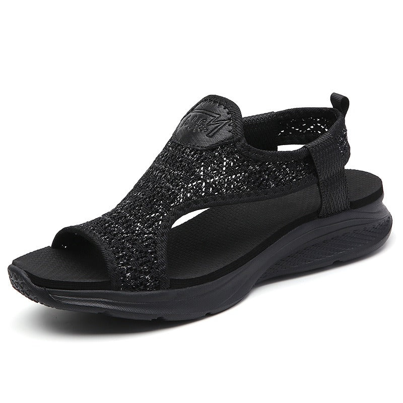 Sandales de sport pour femmes à semelle légère en tissu respirant noir - Naira